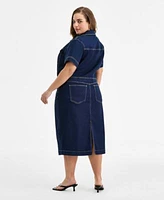 Bar Iii Trendy Plus Size Denim Pocket Top Midi Skirt Exclusively At Macys