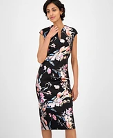 Connected Women's Floral Ponte-Knit Sheath Dress