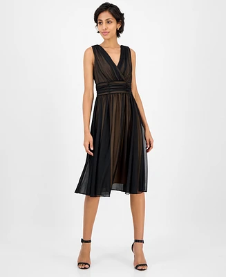 Connected Petite Sleeveless Chiffon Midi Dress