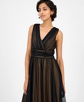 Connected Petite Sleeveless Chiffon Midi Dress