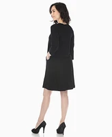 White Mark Women's Criss Cross Neckline A-line Dress