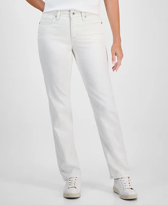 Style & Co Petite Mid-Rise Straight-Leg Denim Jeans, Exclusively at Macy's