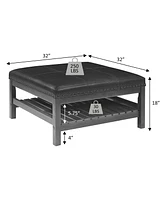 Convenience Concepts 32" Designs4Comfort Silverton Coffee Table Cocktail Ottoman with Storage Shelf
