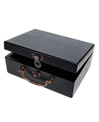 We Games Wooden Keepsake Stash Box with Old World Handle - Black Stain