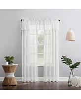 Delia Embroidered Floral Sheer Rod Pocket Curtain