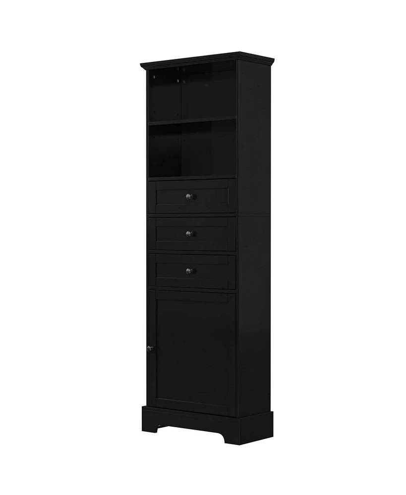Casainc 67.3"H Tall Cabinet with 3 Drawers, Adjustable Shelves, Home/Office Freestanding Mdf Storage
