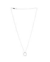 Pre-Owned Tiffany & Co. Small T Circle Pendant Necklace 18K White Gold with Diamonds and Center Baguette Diamond