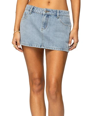 Edikted Women's Lace Hearts Denim Mini Skirt