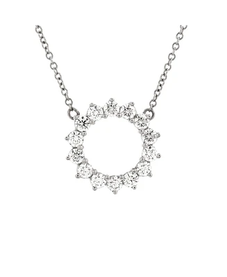 Pre-Owned Tiffany & Co. Mini Open Circle Pendant Necklace Platinum with Diamonds