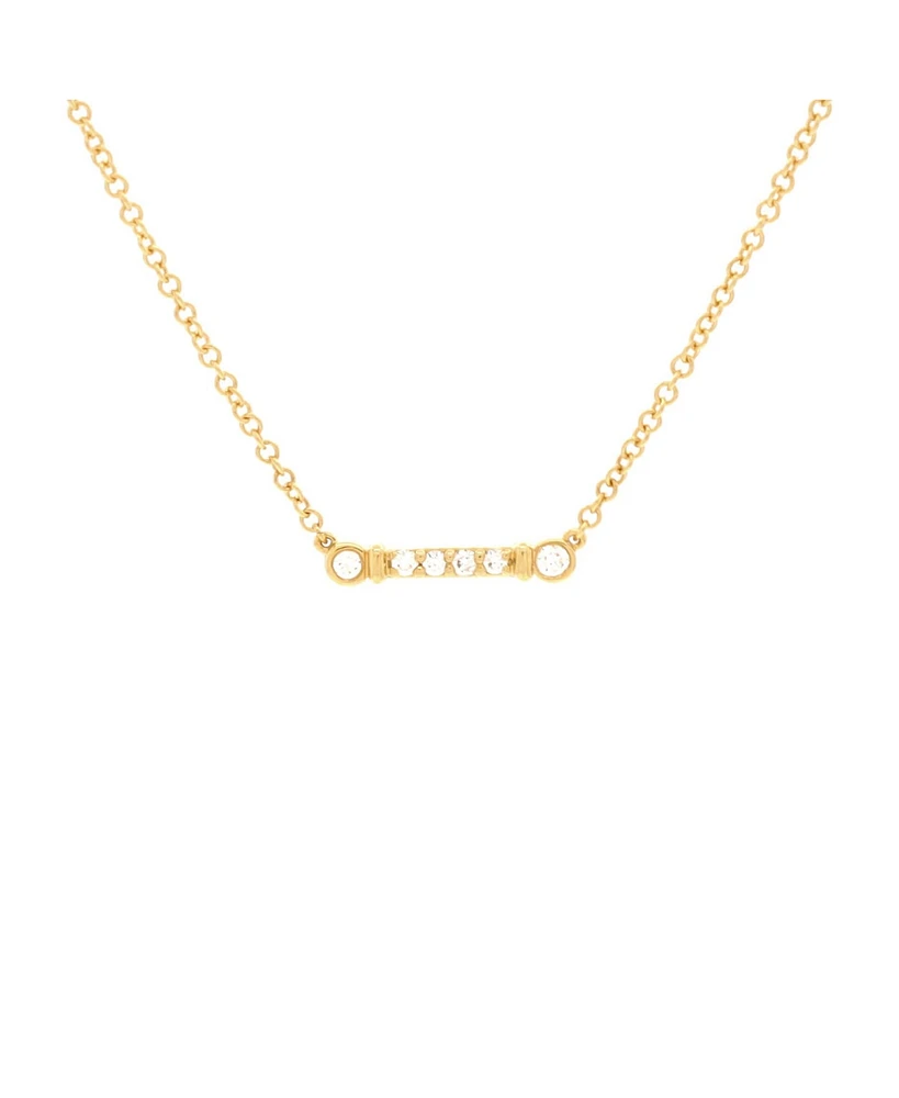 Pre-Owned Tiffany & Co. Fleur de Lis Key Bar Pendant Necklace 18K Gold and Diamonds