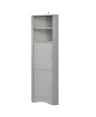 Casainc 61.2"H Tall Corner Bathroom Cabinet with Doors and Adjustable Shelves