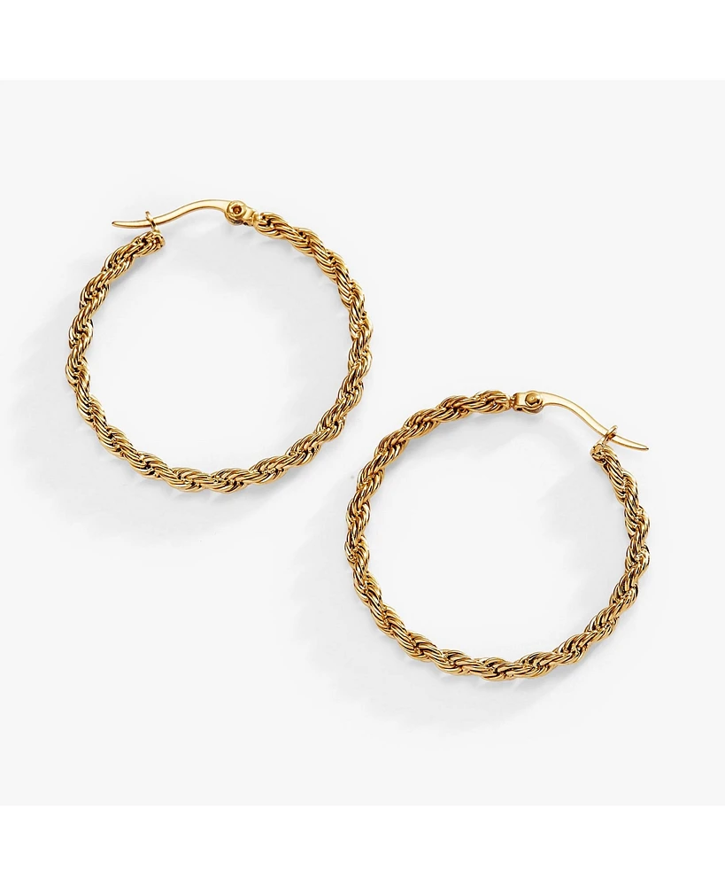 Frozen French Rope Chain Hoop Earrings
