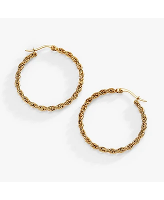Frozen French Rope Chain Hoop Earrings