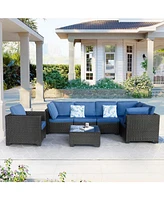 7 Piece Indoor Outdoor Sectional Sofa Set for Patio Poolside Balcony Backyard