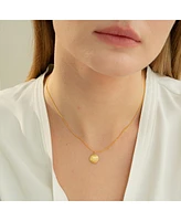 Sterling Silver 18k Gold Plated Madeleine Round Disc Pendant Necklace & Stud Earrings Set
