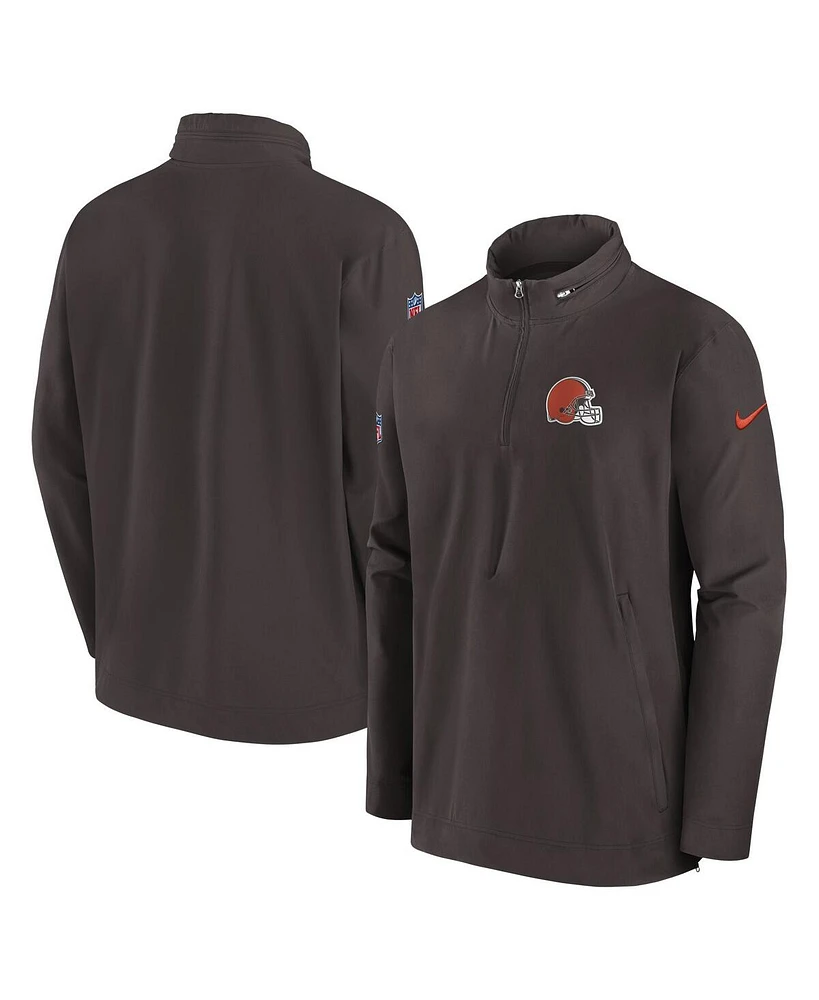 Nike Men's Brown Cleveland Browns Sideline Coach Half-Zip Jacket