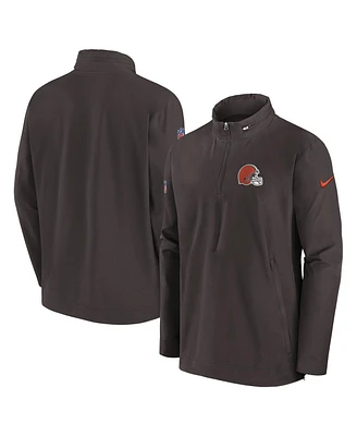 Nike Men's Brown Cleveland Browns Sideline Coach Half-Zip Jacket