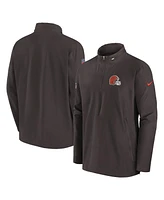 Nike Men's Brown Cleveland Browns Sideline Coach Half-Zip Jacket