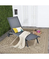 Gymax Set of 2 Patio Chaise Lounge Chair Aluminum Adjustable Recliner w/ Wheels