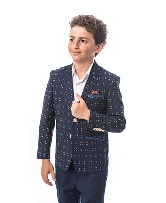Elie Balleh Toddler Navy Slim Fit Dotted Textured Blazer