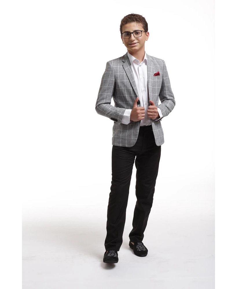Elie Balleh Boys Black Slim Fit Checked Blazer