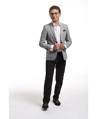 Elie Balleh Boys Black Slim Fit Checked Blazer