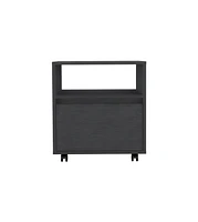 One Drawer Faux Wood Nightstand for Bedroom Storage and Bedside Table