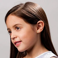 Kids 14K Gold Plated with Colored Cubic Zirconia Accents Flower Stud Earrings