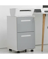 3 Drawer Mobile Locking File Cabinet, Rolling Filing Cabinet for Letter/A4 Size With 5 Wheels, Grey