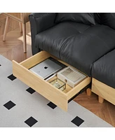 86.61 inches black technology cloth sofa, three sofa lift sofa bed, sofa bed with storage cabinet, sofa is soft and comfortable, suitable for meeting