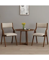 Folding Dining Chairs 2-Pack - Cream Taupe/Walnut