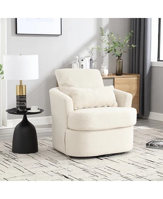 Swivel Barrel Chair, Comfy Round Accent Sofa Chair for Living Room, 360 Degree Swivel Barrel Club Chair, Leisure Arm Chair for Nursery, Hotel, Bedroom