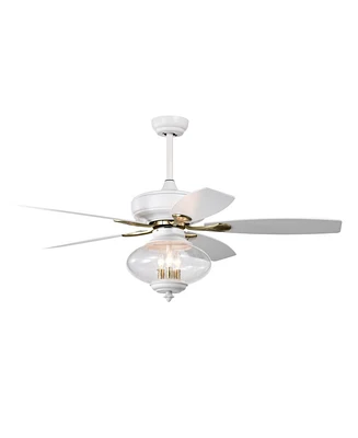 52" Low Profile Ceiling Fan with Remote, Glass Shade - Matte White