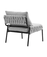 Modern Braided Accent Lounge Chair with Metal Frame (Grey)