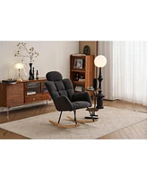 Mid Century Modern Rocking Glider Chair with Teddy Fabric Upholstery