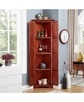 72" Corner Pantry Storage Cabinet: 4-Tier, 8 Doors, Adjustable Shelves