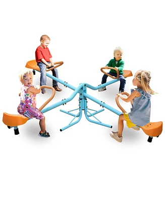 Outdoor Kids Spinning Seesaw Sit and Spin Teeter Totter， Outdoor Playground Equipment Swivel Teeter Totter for Backyard