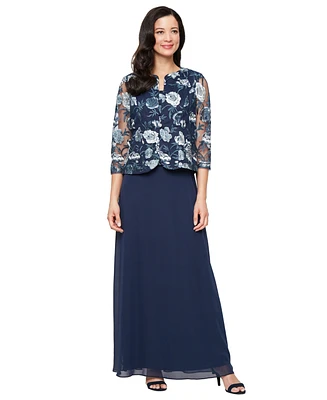 Alex Evenings Petite Stretch Tulle Jacket Dress