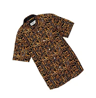Elie Balleh Big Boys Black Geometric Slim Fit Shirt