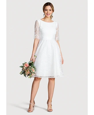Alie Street London Women's Evie 3/4 Sleeve Knee Length Lace Dress