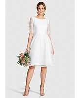 Alie Street London Women's Evie 3/4 Sleeve Knee Length Lace Dress