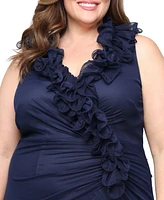 Alex Evenings Plus V-Neck Mesh A-Line Dress