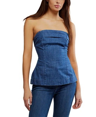 Free People Women's Lora Strapless Denim Top