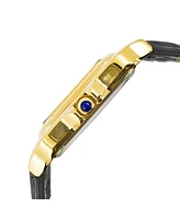 Peugeot Women's 14K Gold-Plated 32mm Tank Shape Leather Strap Watch