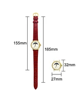 Peugeot Women's 26mm Sun-Moon Phase Gold Watch with Brown Leather Strap