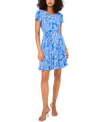 Msk Women's Printed Jersey Fit & Flare Dress