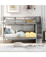 Full-Over-Full Bunk Bed with Storage & Guard Rail