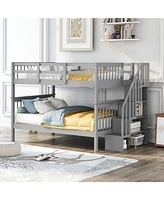 Full-Over-Full Bunk Bed with Storage & Guard Rail
