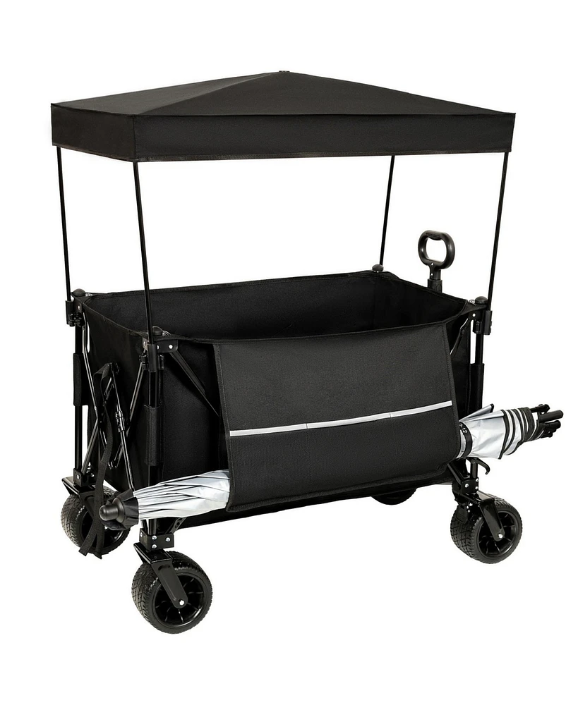 Heavy Duty Collapsible Wagon with Canopy & Big Wheels
