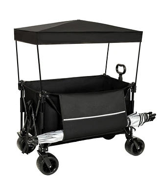 Heavy Duty Collapsible Wagon with Canopy & Big Wheels